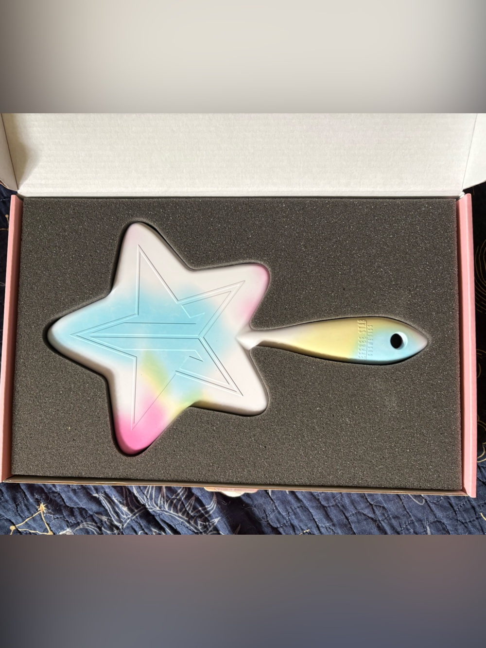 Jeffree Star Pastel Tie Dye Gradient Star Hand Mirror - Blue Pink Yellow White